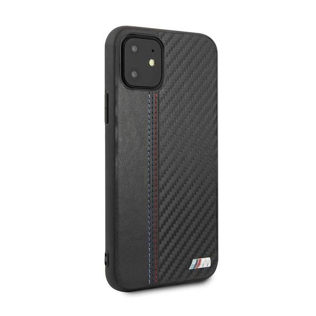 bmw pu leather carbon strip hard case for iphone 11 black - SW1hZ2U6NDYxNTQ=