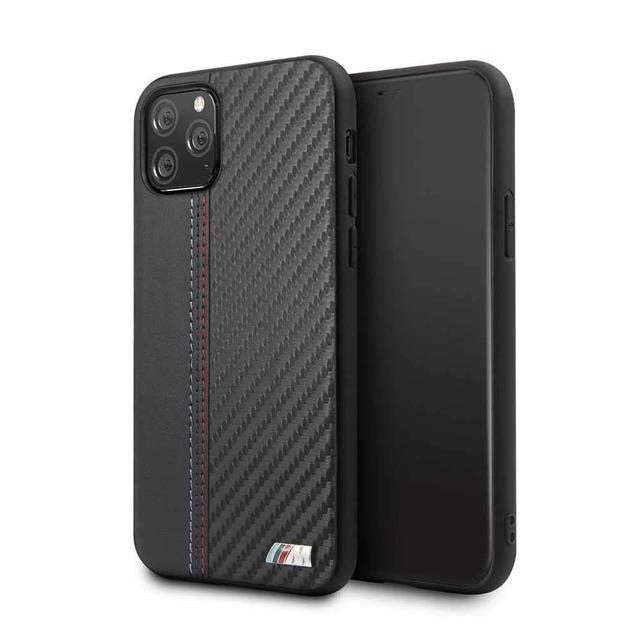 bmw pu leather carbon strip hard case for iphone 11 pro black - SW1hZ2U6NDYxMzI=