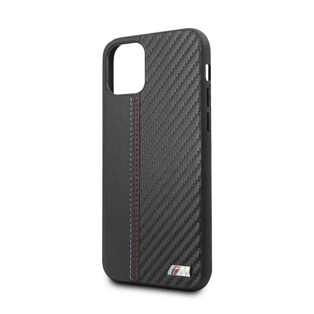 bmw pu leather carbon strip hard case for iphone 11 pro black - SW1hZ2U6NDYxMzQ=
