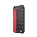 bmw pu leather carbon strip hard case for iphone se 2 red - SW1hZ2U6NTA1MTg=