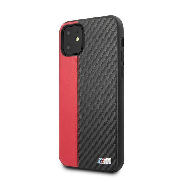 bmw pu leather carbon strip hard case for iphone 11 red - SW1hZ2U6NTA5NDE=