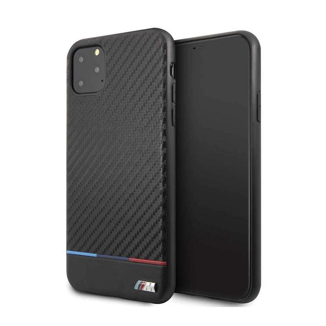 bmw carbon pu leather hardcase tricolor stripe for iphone 11 pro black - SW1hZ2U6NTE4NDQ=