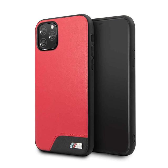 bmw hard case smooth pu leather for iphone 11 pro red - SW1hZ2U6NTIwMjQ=