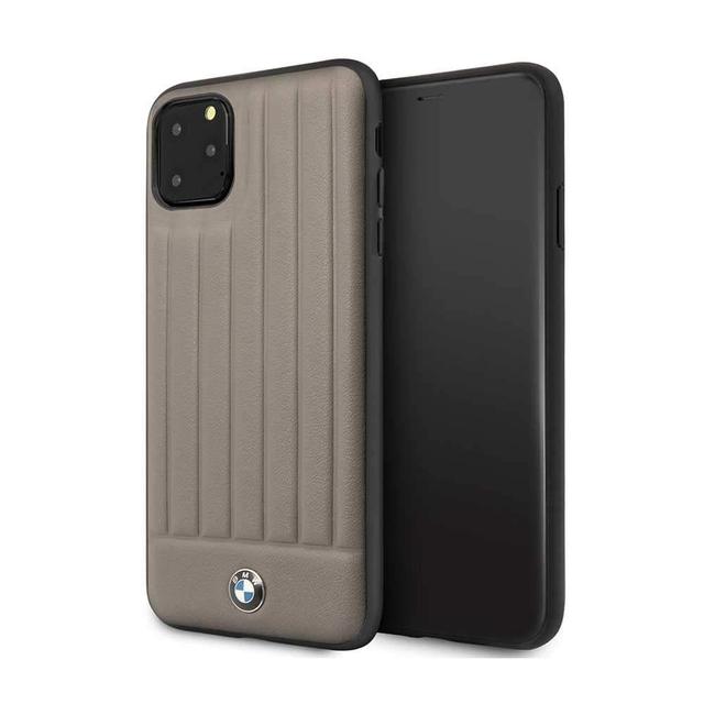 bmw hard case leather lines for iphone 11 pro max brown - SW1hZ2U6NTIwMzY=