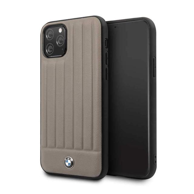 bmw hard case leather lines for iphone 11 pro brown - SW1hZ2U6NTIwNTQ=