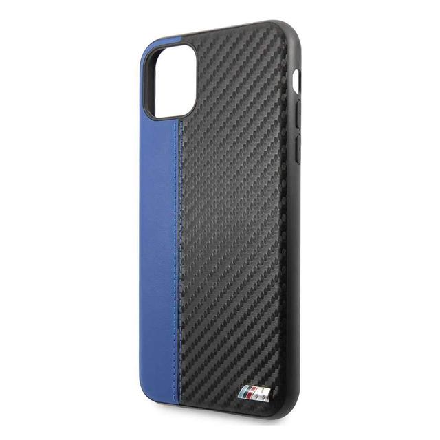 bmw pu leather carbon strip hard case for iphone 11 pro max blue - SW1hZ2U6NjIyNzc=