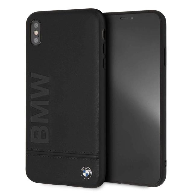 BMW Genuine Leather Hard Case with Imprint Logo for iPhone Xs Max - Black - SW1hZ2U6NjMzNjY=