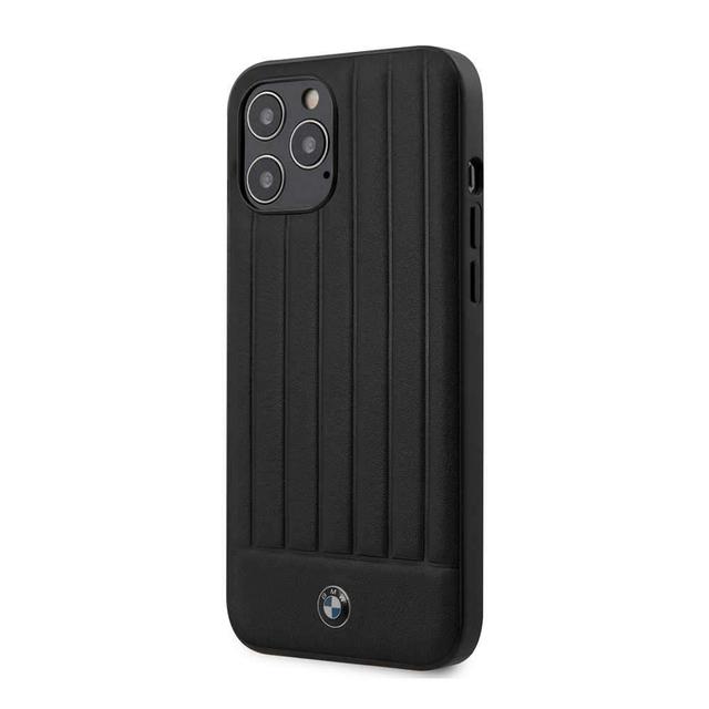 bmw pc tpu shiny hard case genuine leather with vertical hot stamped lines for iphone 12 pro max black - SW1hZ2U6Njk2OTg=