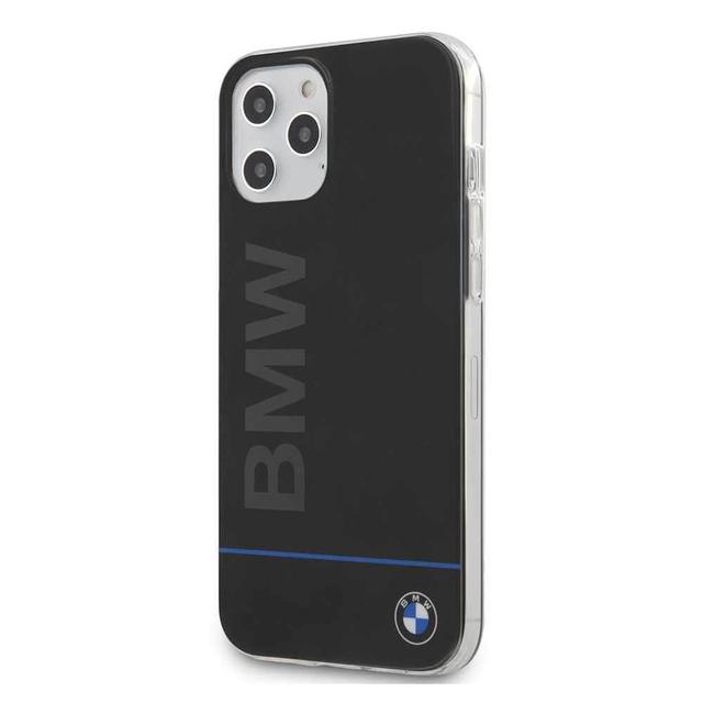bmw pc tpu shiny hard case blue horizontal line and printed logo for iphone 12 pro max black - SW1hZ2U6Njk3MzA=