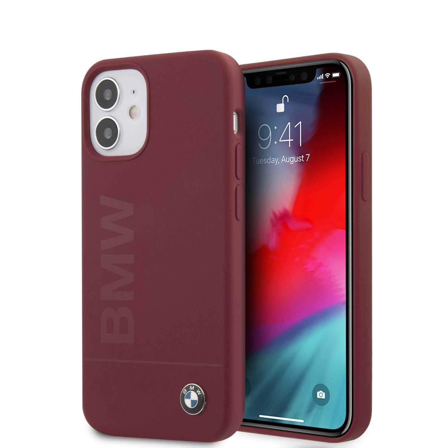 كفر أحمر BMW Liquid Silicone Case Tone to Tone for iPhone 12 Mini (5.4") - Red