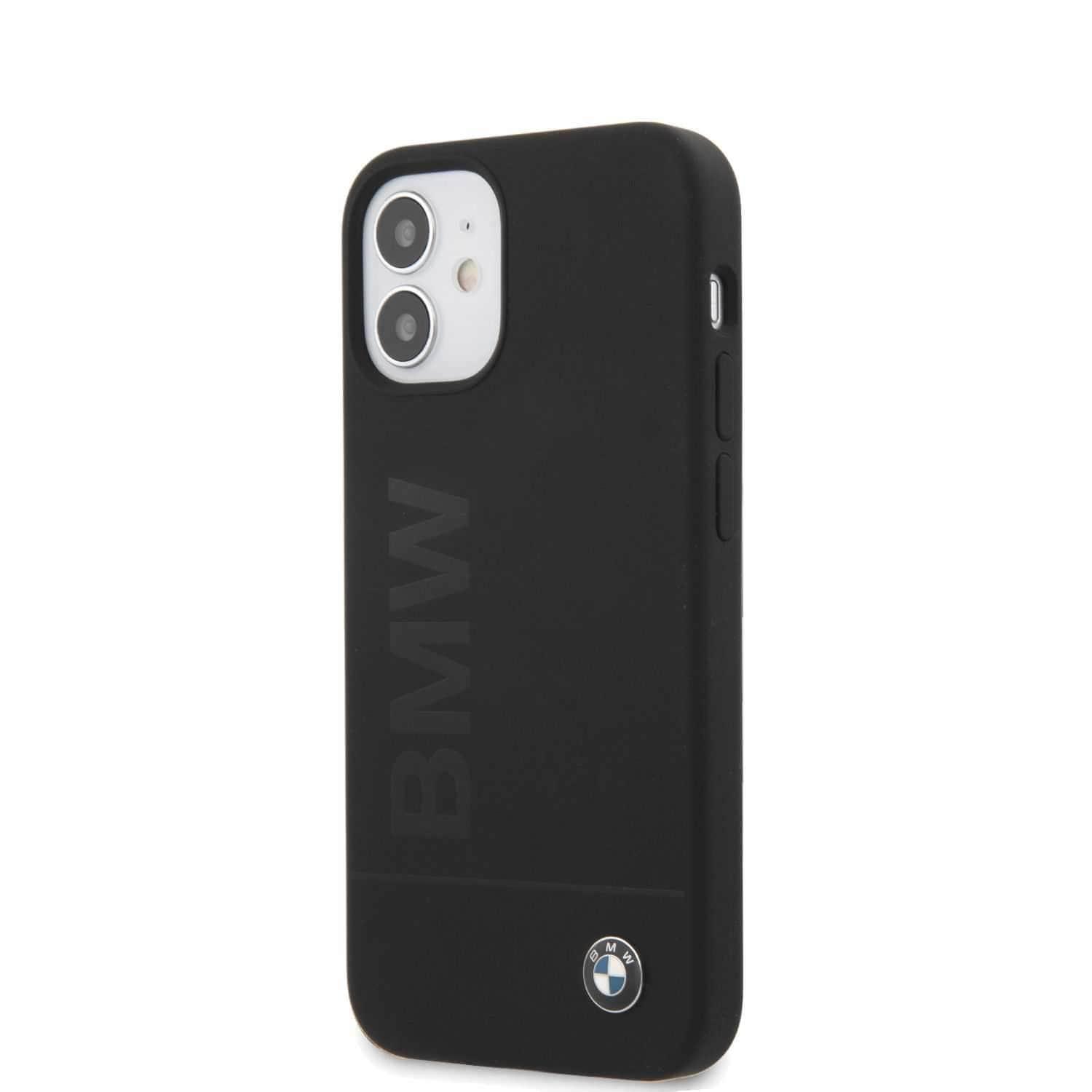 كفر BMW Liquid Silicone Case Tone to Tone for iPhone 12 Mini (5.4") - Black