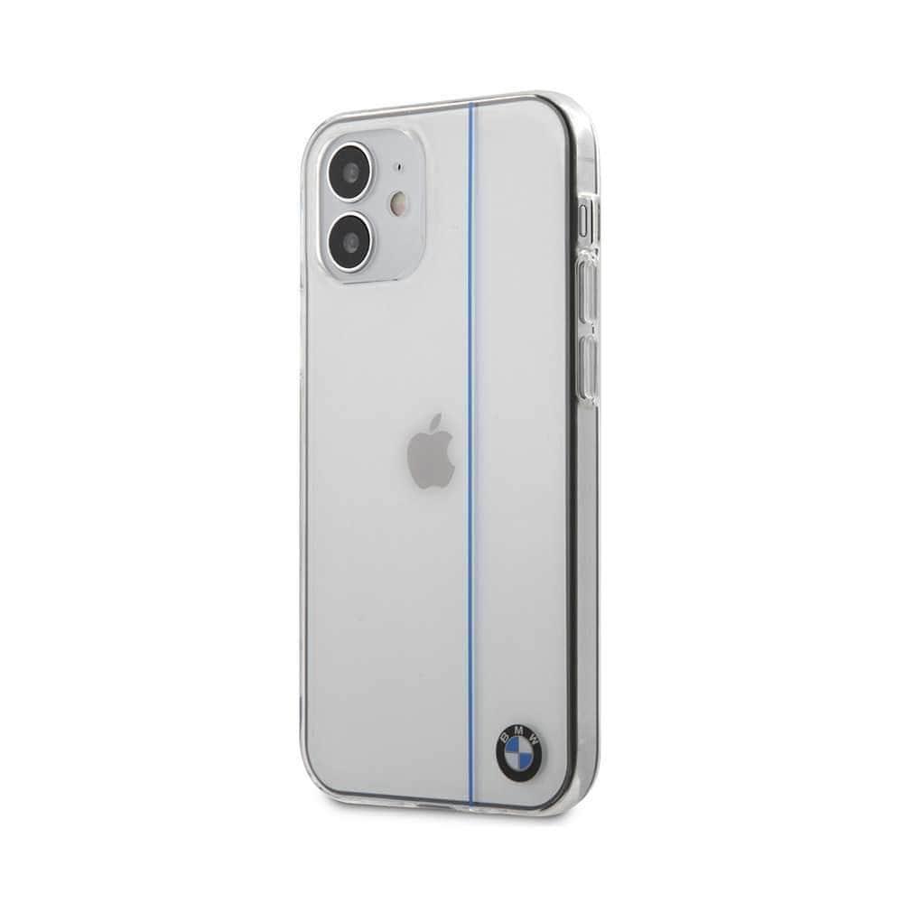 كفر BMW PC/TPU Shiny Hard Case Blue Vertical Line for iPhone 12 Mini (5.4") - Transparent