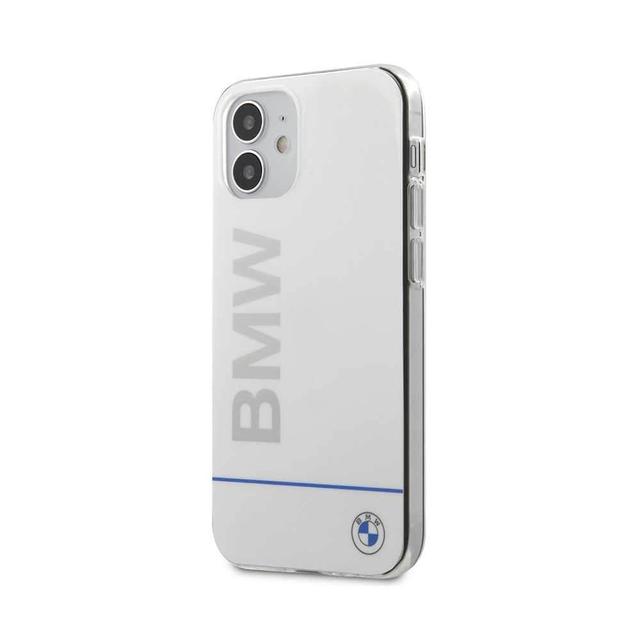 كفر BMW PC/TPU Shiny Hard Case Blue Horizontal Line and Printed Logo for iPhone 12 Mini (5.4") - White - SW1hZ2U6Nzg1MzE=