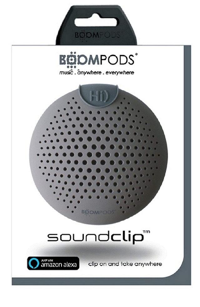 boompods soundclip waterproof bluetooth speaker ipx6 amazon alexa integrated gray - SW1hZ2U6NTYwNDU=