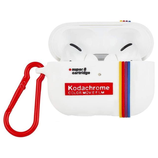 Case-Mate case mate kodak airpods pro case kodak white with kodachrome stripes with red clip - SW1hZ2U6NTYzNDI=