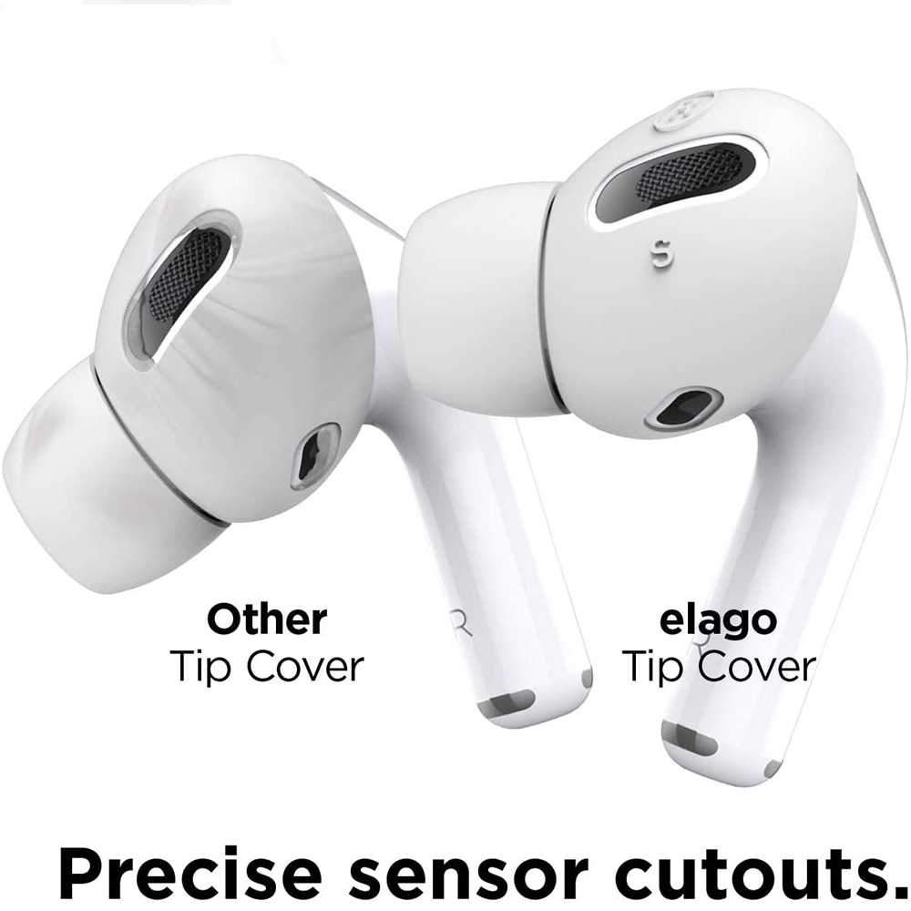 كفر سماعات برو Elago Airpods Pro Earbuds Cover Plus with Integrated Tips ( 6 Pairs ) - White