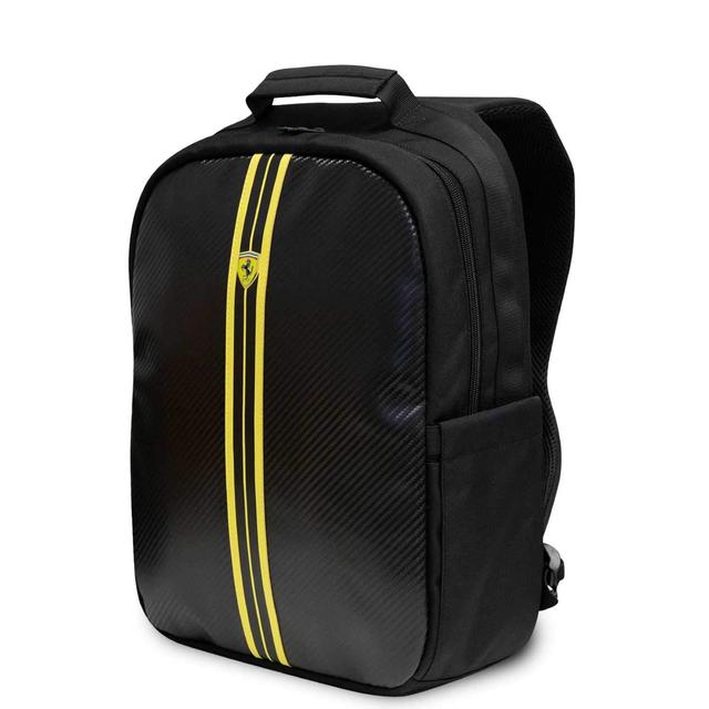 حقيبة اللابتوب Ferrari On Track Nylon & PU Carbon Computer Backpack 15" with Yellow Stripes - Black - SW1hZ2U6Nzc3OTI=