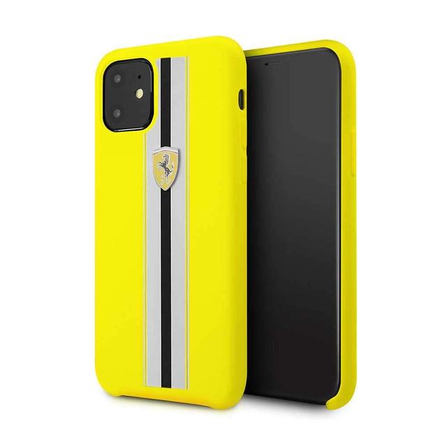 ferrari silicone case on track stripes for iphone 11 yellow - SW1hZ2U6NDI0MTE=