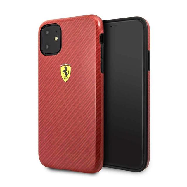 ferrari shockproof printed carbon effect for iphone 11 red - SW1hZ2U6NDIzNzA=