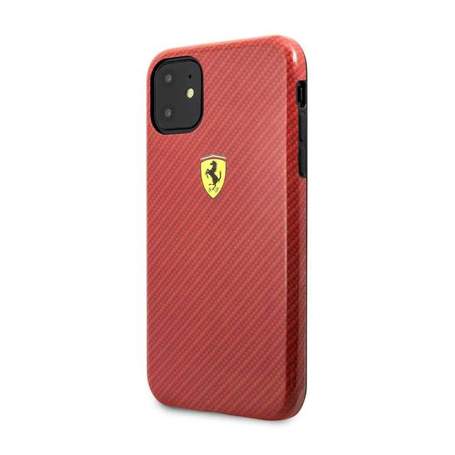 ferrari shockproof printed carbon effect for iphone 11 red - SW1hZ2U6NDIzNzE=