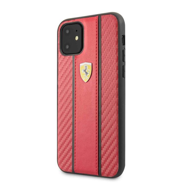 ferrari carbon pu leather hard case iphone 11 red - SW1hZ2U6NDIzMjk=