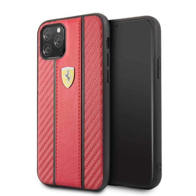 ferrari carbon pu leather hard case iphone 11 pro red - SW1hZ2U6NDIzMjA=