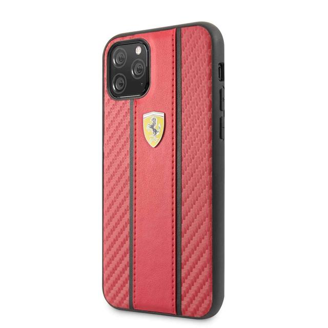 ferrari carbon pu leather hard case iphone 11 pro red - SW1hZ2U6NDIzMjE=