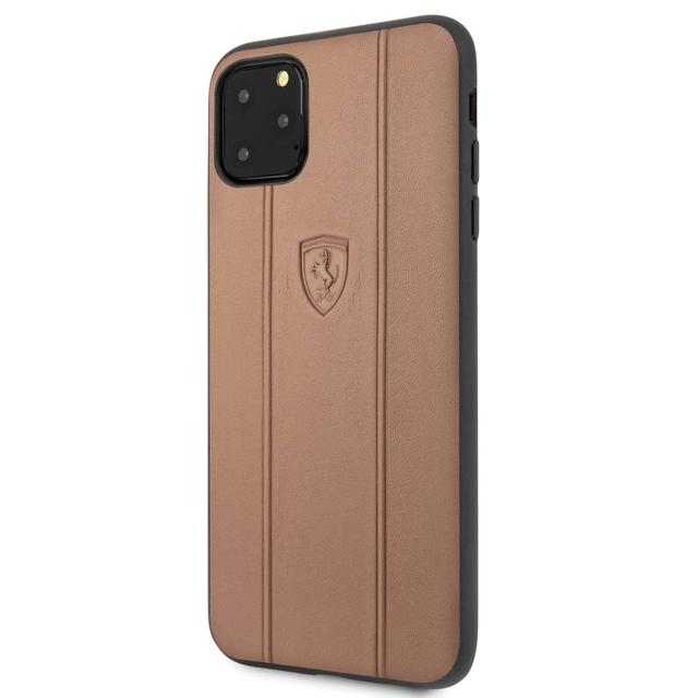 ferrari off track leather embossed line for iphone 11 pro max camel - SW1hZ2U6NDIyMzI=