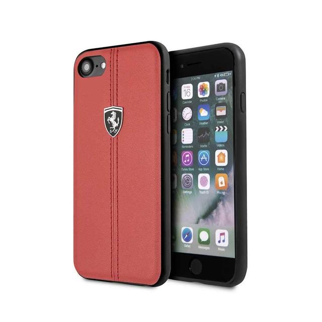 ferrari vertical stripe leather hard case for iphone se 2 red - SW1hZ2U6NTA1NDU=