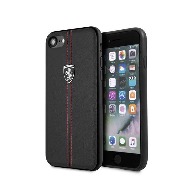 ferrari vertical stripe leather hard case for iphone se 2 black - SW1hZ2U6NTA1NDk=