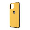 ferrari off track embossed metal logo leather case for iphone 11 pro max yellow - SW1hZ2U6NTA3NzE=