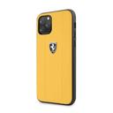 ferrari off track embossed metal logo leather case for iphone 11 pro yellow - SW1hZ2U6NTA3NzY=