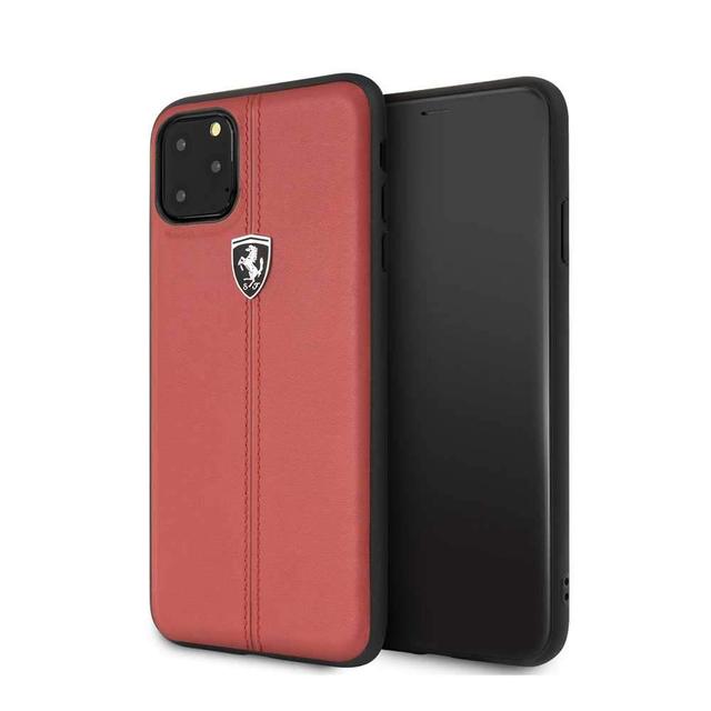 ferrari vertical stripe leather hard case for iphone 11 pro red - SW1hZ2U6NTEzNjM=