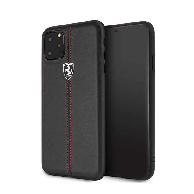 ferrari vertical stripe leather hard case for iphone 11 pro black - SW1hZ2U6NTEzODE=