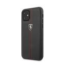 ferrari vertical stripe leather hard case for iphone 11 black - SW1hZ2U6NTEzODg=