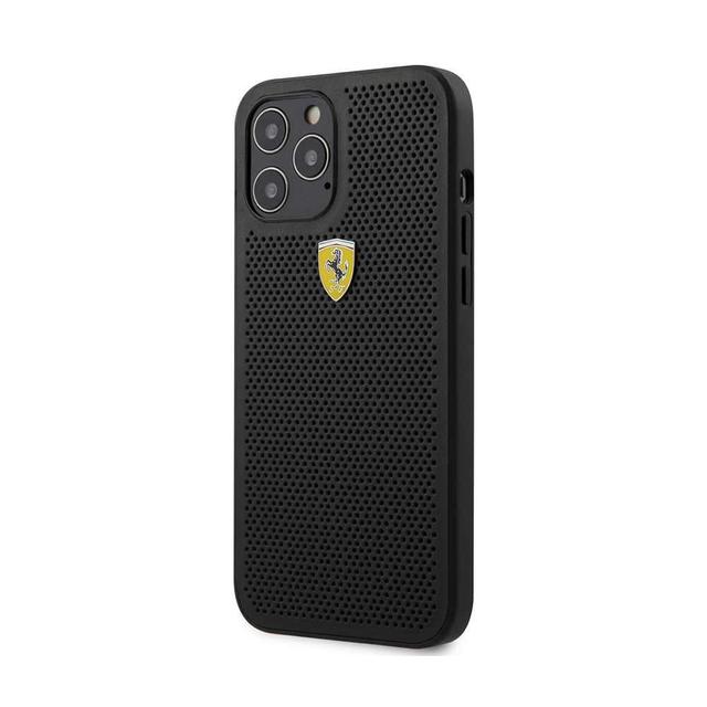 كفر Ferrari - On Track PU Leather Perforated Hard Case Metal Logo for iPhone 12 Pro Max - أسود - SW1hZ2U6Njk0ODg=
