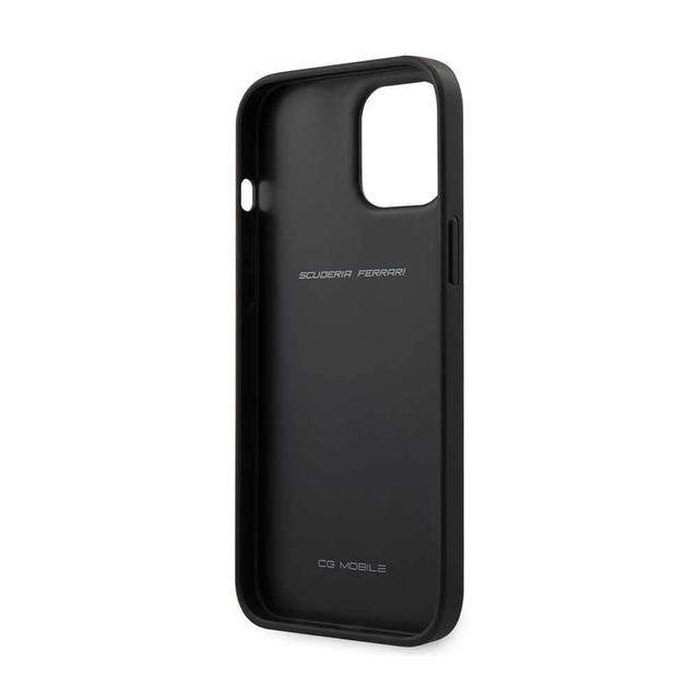 ferrari off track genuine leather hard case with contrasted stitched nylon middle stripe for iphone 12 pro dark gray - SW1hZ2U6Njk1MjE=