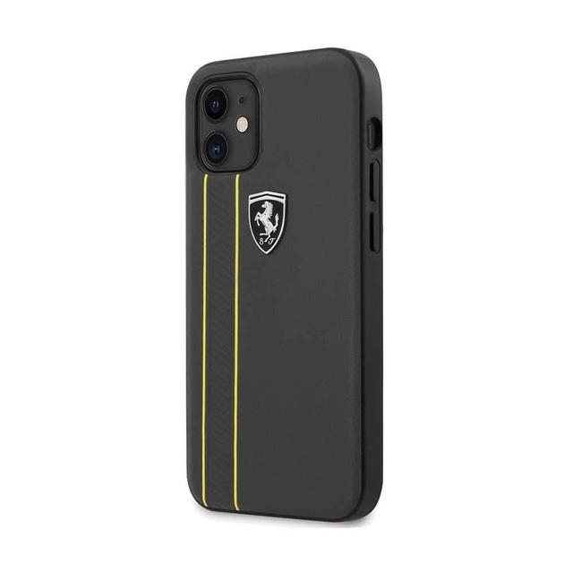 ferrari off track genuine leather hard case with contrasted stitched and embossed lines for iphone 12 mini 5 4 dark gray - SW1hZ2U6Nzc5NzQ=