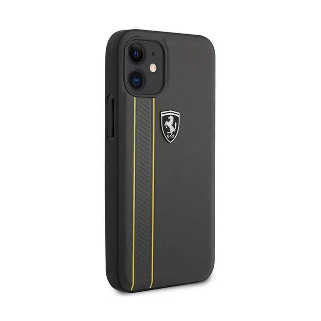 ferrari off track genuine leather hard case with contrasted stitched and embossed lines for iphone 12 mini 5 4 dark gray - SW1hZ2U6Nzc5NzY=