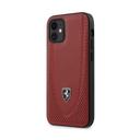 ferrari off track genuine leather hard case with curved line stitched and contrasted perforated leather for iphone 12 mini 5 4 red - SW1hZ2U6Nzc5ODY=