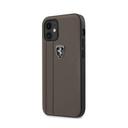 ferrari off track genuine leather hard case with contrasted stitched and embossed lines for iphone 12 mini 5 4 brown - SW1hZ2U6NzgwMDQ=