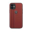 ferrari off track genuine leather hard case with contrasted stitched and embossed lines for iphone 12 mini 5 4 red - SW1hZ2U6NzgwMTE=