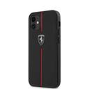 كفر Ferrari Off Track Genuine Leather Hard Case with Contrasted Stitched Nylon Middle Stripe for iPhone 12 Mini (5.4") - Black - SW1hZ2U6NzgwMjI=