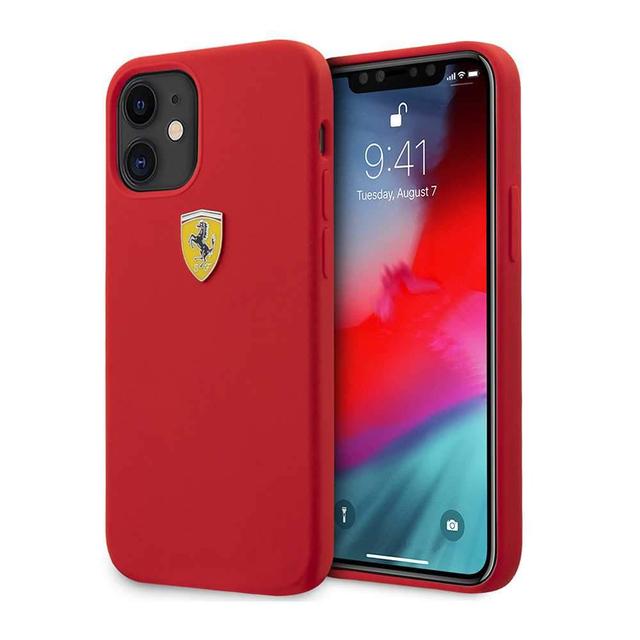 كفر Ferrari On Track Liquid Silicone Case Metal Logo for iPhone 12 Mini (5.4") - Red - SW1hZ2U6NzgyOTQ=
