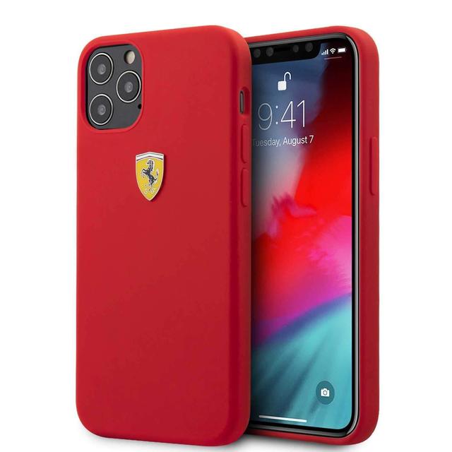 كفر Ferrari On Track Liquid Silicone Case Metal Logo for iPhone 12 / 12 Pro (6.1") - Red - SW1hZ2U6NzgzMDY=