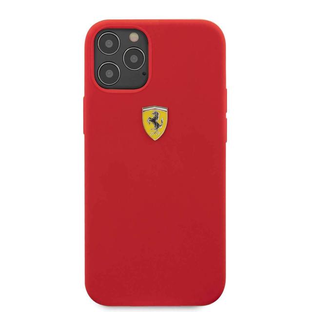 كفر Ferrari On Track Liquid Silicone Case Metal Logo for iPhone 12 / 12 Pro (6.1") - Red - SW1hZ2U6NzgzMDk=