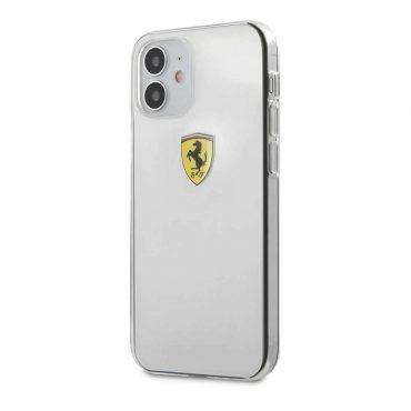كفر Ferrari On Track Hard Case Printed Logo Shield for iPhone 12 Mini (5.4") - Transparent