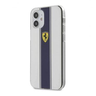 كفر Ferrari On Track PC/TPU Hard Case with Navy Stripes for iPhone 12 Mini (5.4") - White