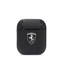 محفظة سماعات Ferrari PC Leather Black Shield Metal Logo for Airpods 1/2 - Black - SW1hZ2U6Nzg1MjQ=