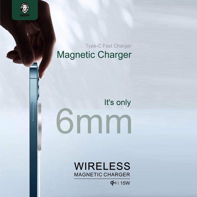 Green Lion green wireless magnetic charger 15w for iphone 12 series white - SW1hZ2U6NzcxNTI=
